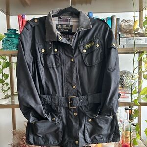 Barbour Women’s International Black Moto Waxed Cotton Jacket (US 12)